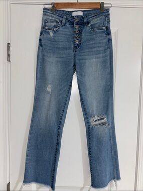 Vervet Light Wash 5 Button-Fly Distressed Denim Jeans